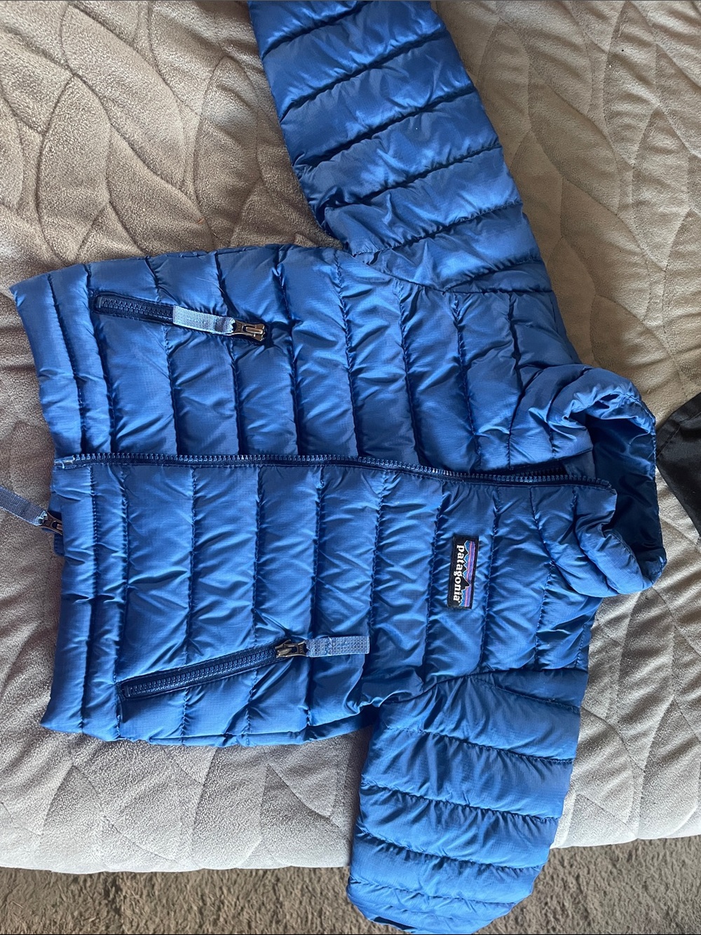 Patagonia Kids Bright Blue Quilted Puffer Jacket with Hood